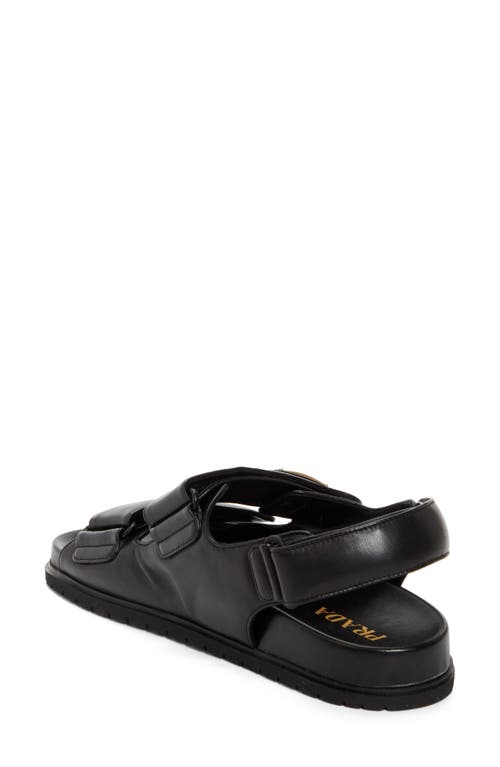 Prada Open-toe Black Lamb Leather Sandals With Adjustable Straps In Nero