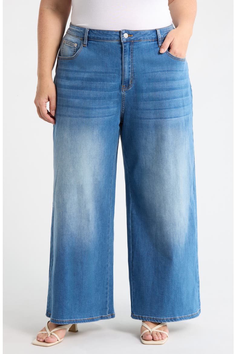 Jeanie High Waist Ankle Wide Leg Jeans, Main, color, DENIM-BLUE