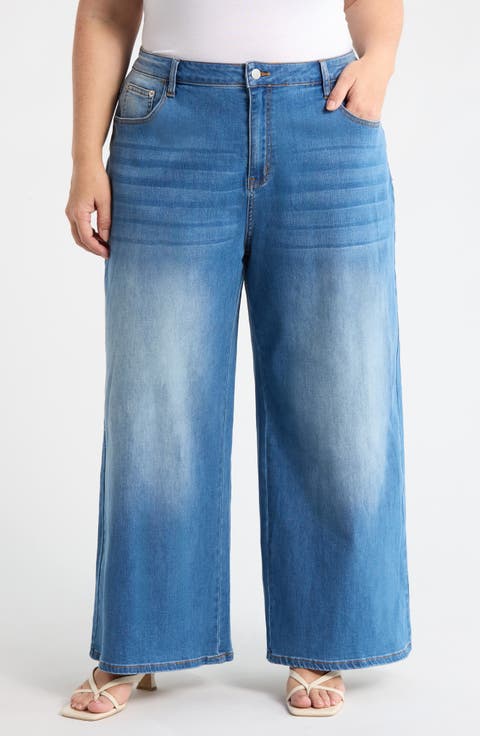 Jeanie High Waist Ankle Wide Leg Jeans (Plus)