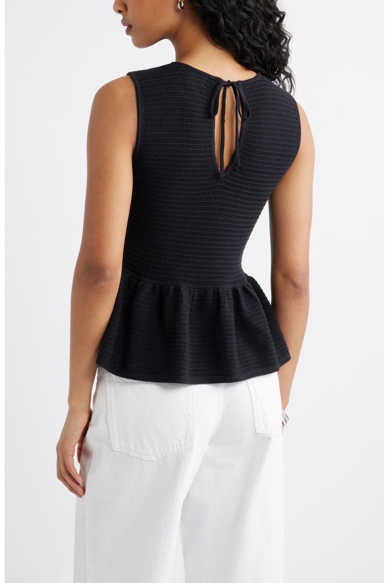 Open Stitch Peplum Sweater Tank, Alternate, color, BLACK