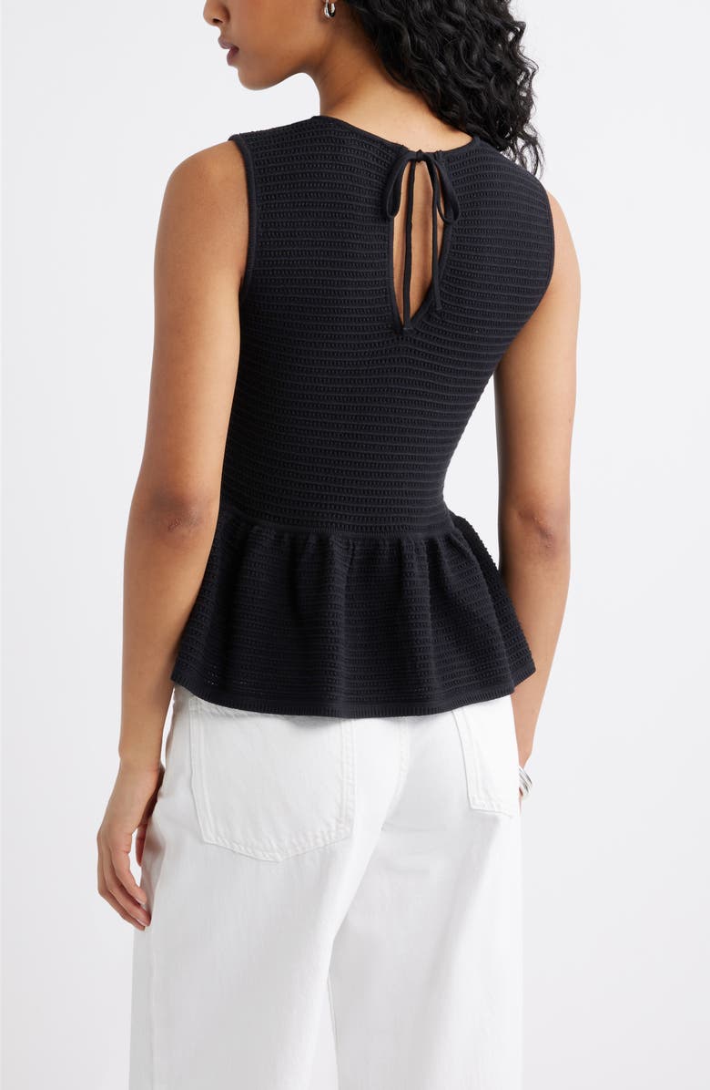 Open Edit Open Stitch Peplum Sweater Tank, Alternate, color, Black
