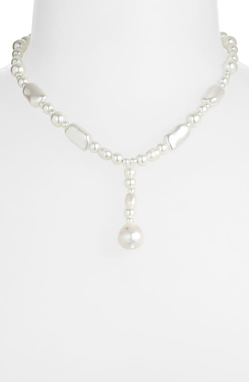 Nordstrom Mixed Faux Pearl Y-necklace In White