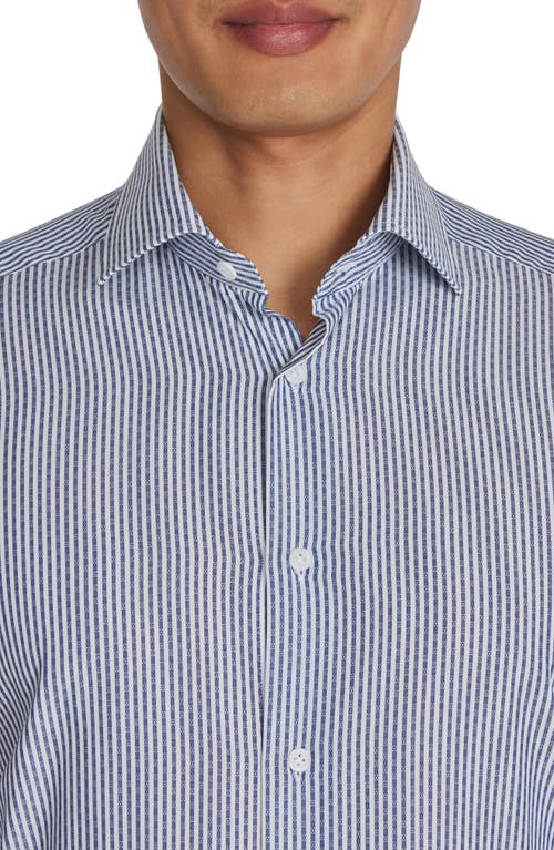 Jack Victor Aaron Stripe Cotton Button-up Shirt In Navy