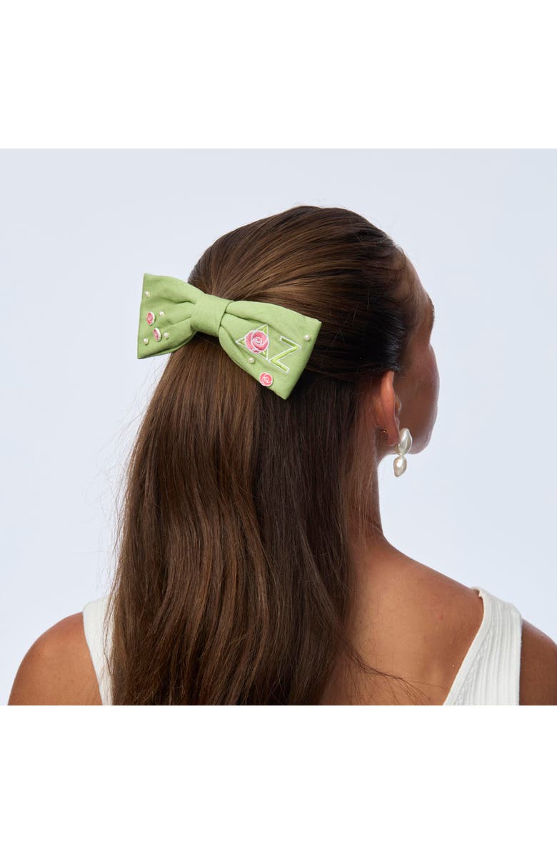 Lele Sadoughi Delta Zeta Riley Bow, Alternate, color, Energizing Green 400