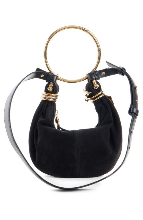 Chloé Bracelet Suede Hobo Bag In Black