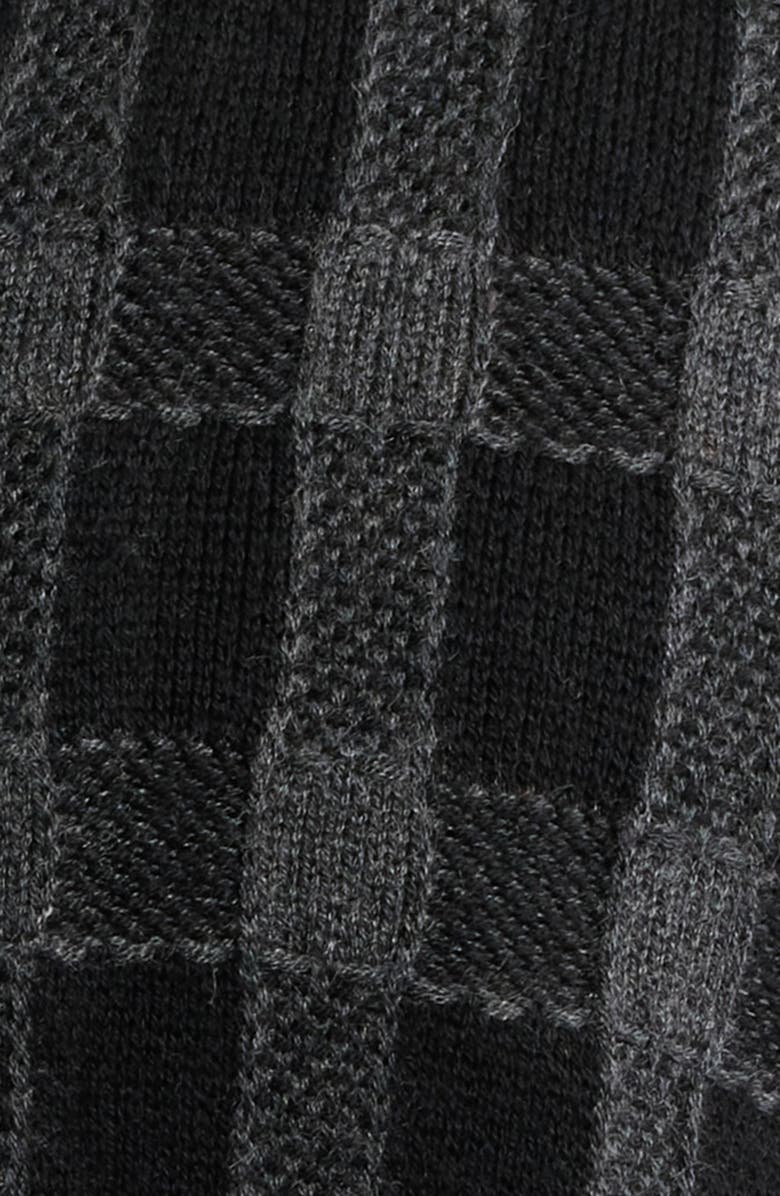Rails Ronan Jacquard Check Knit Camp Shirt, Alternate, color, Charcoal Black