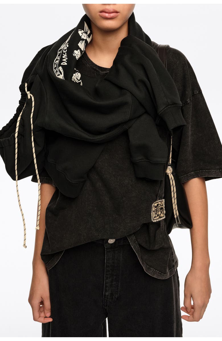 Bimba y Lola Ruched T-Shirt With Custom Label, Alternate, color, Washed Black