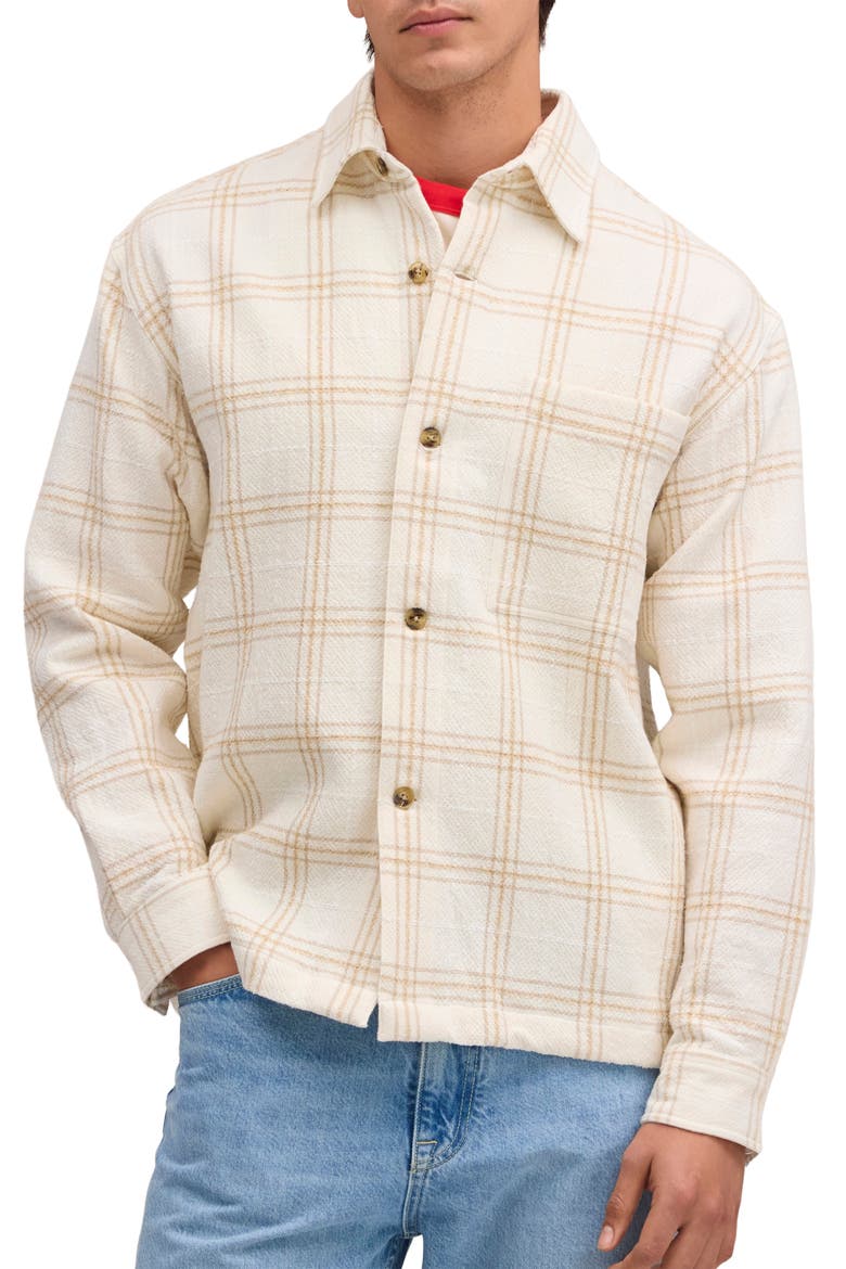 Adwin 50059 Plaid Recycled Cotton Blend Shirt Jacket, Main, color, IVORY
