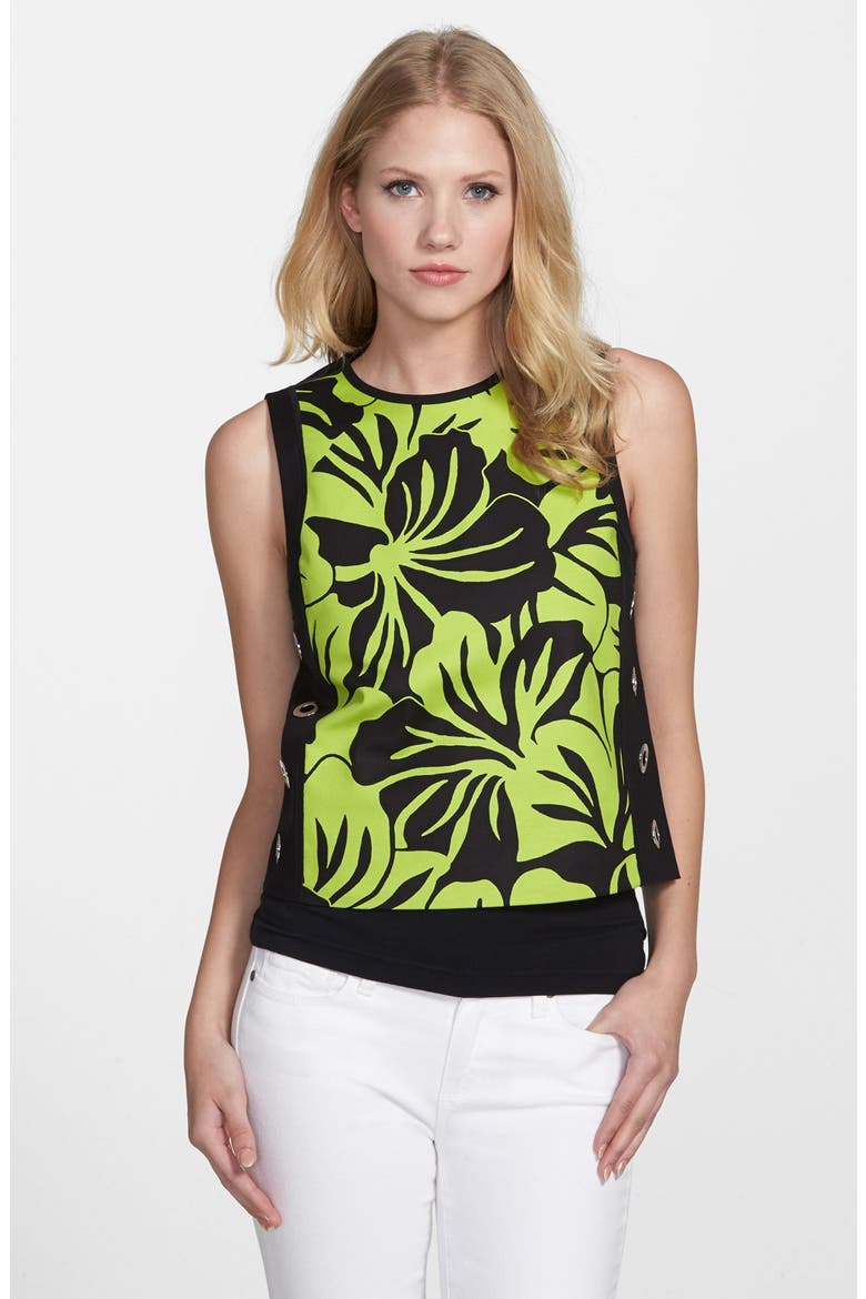 'Paradise' Print Grommet Top, Main, color, PEAR