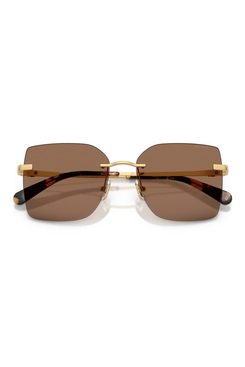 57mm Square Sunglasses, Alternate, color, SHINY GOLD / BROWN SOLID