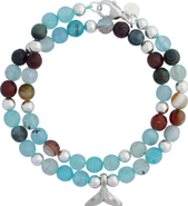 Emma Rae Women's Amazonite & Sterling Silver Double-Layer "Whale Tail" Bracelet