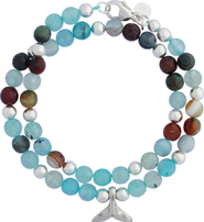 Emma Rae Women's Amazonite & Sterling Silver Double-Layer "Whale Tail" Bracelet