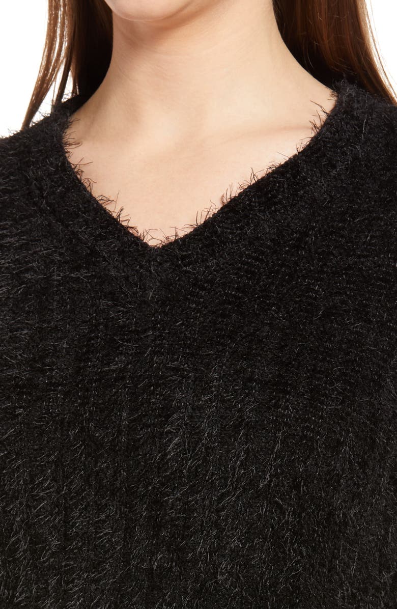 KENDALL + KYLIE V-Neck Eyelash Sweater, Alternate, color, 