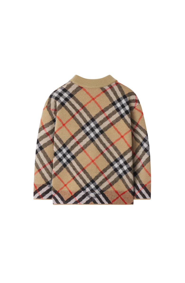 Burberry Check Wool Cardigan, Alternate, color, Sand