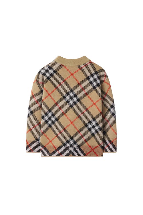 Burberry Check Wool Cardigan In Sand