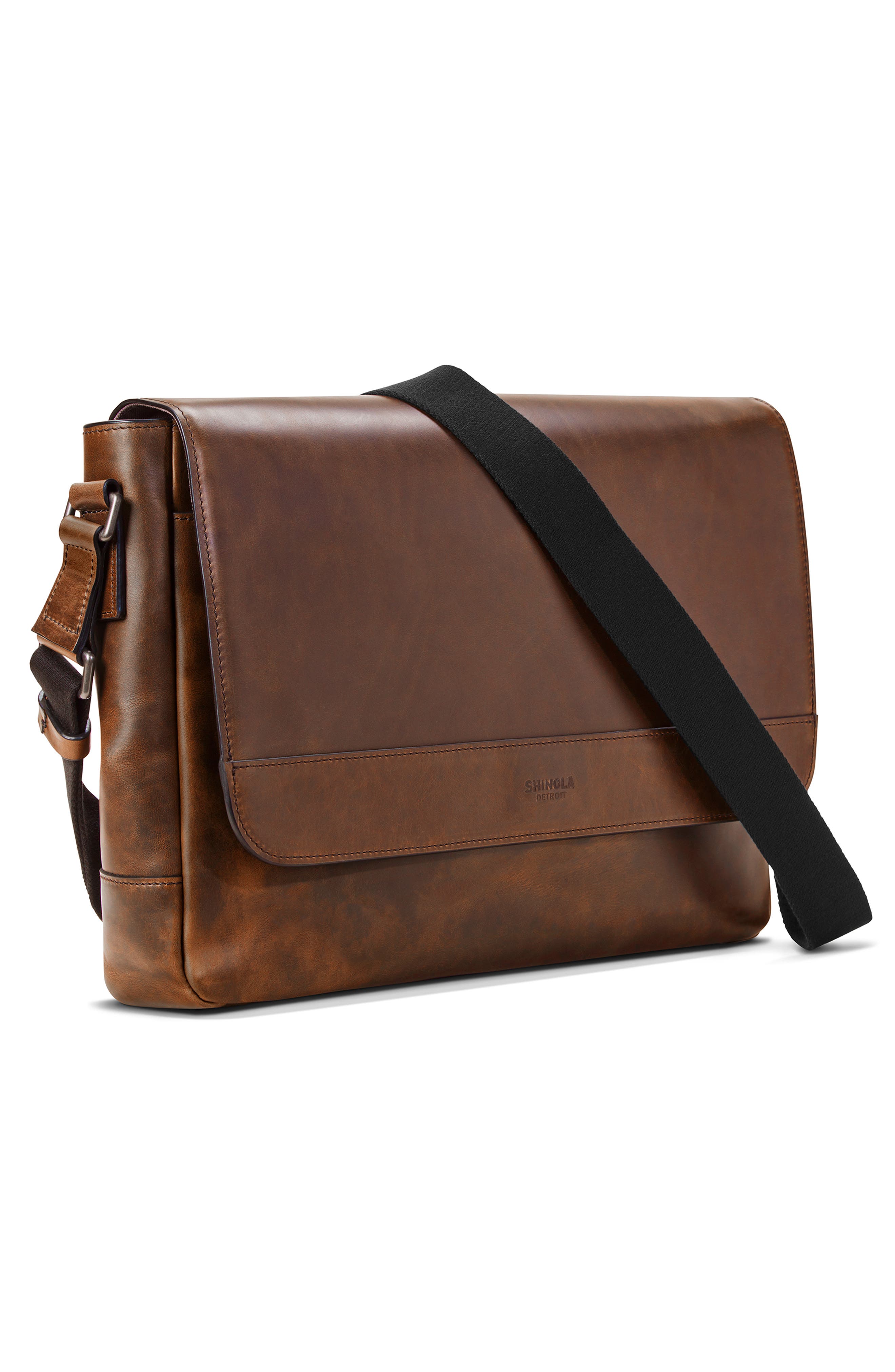 Shinola Navigator Leather Messenger Bag, Alternate, color, 
