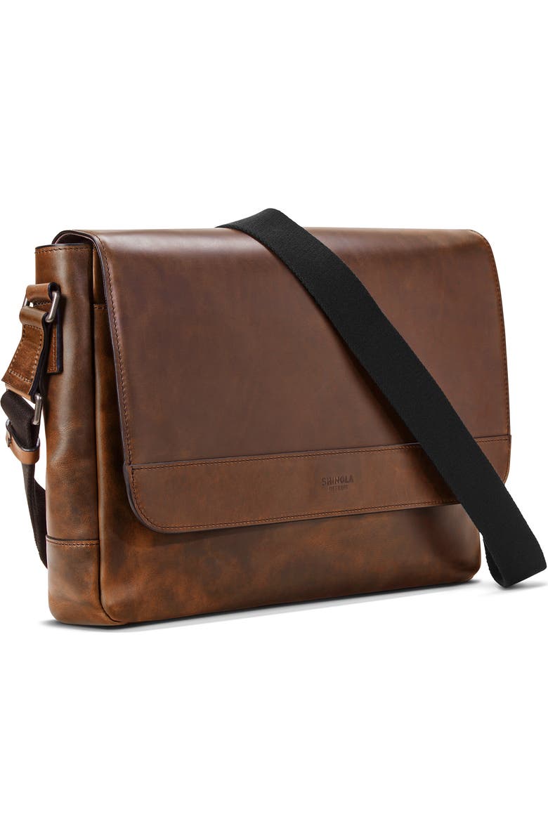 Shinola Navigator Leather Messenger Bag, Alternate, color,