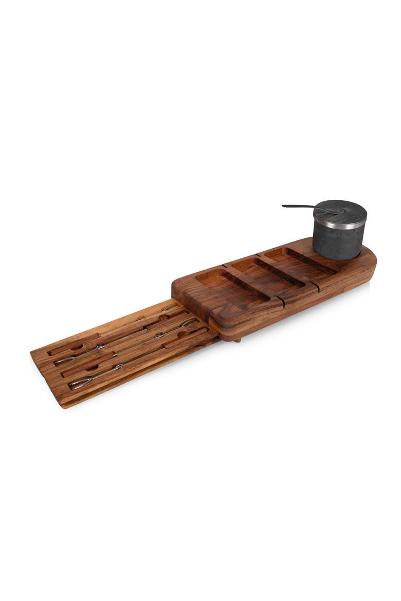Dolce S'mores Kit with Tabletop Fire Pit, Alternate, color, Acacia Wood