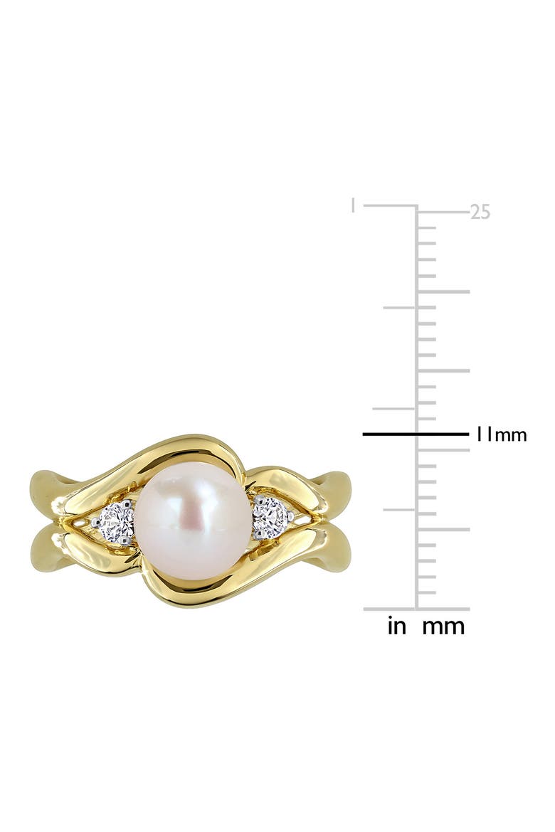 7-7.5mm Cultured Freshwater Pearl & White Sapphire Open Band Ring, Alternate, color, WHITE