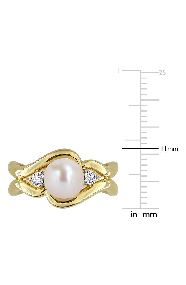 DELMAR 7-7.5mm Cultured Freshwater Pearl & White Sapphire Open Band Ring, Alternate, color, White