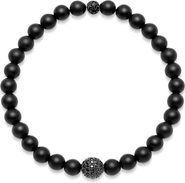 Nialaya Matte Onyx and Black CZ Diamond Wristband