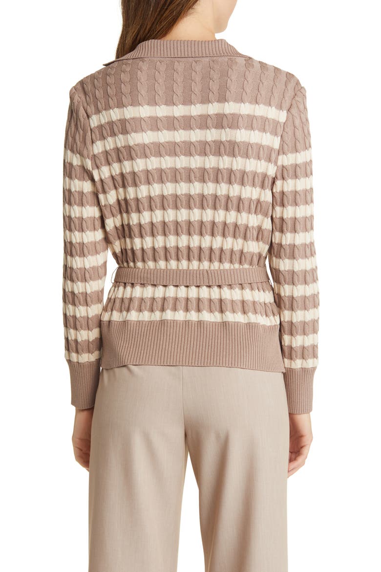Stripe Tie Waist Cardigan, Alternate, color, MACCHIATO/BISCOTTI