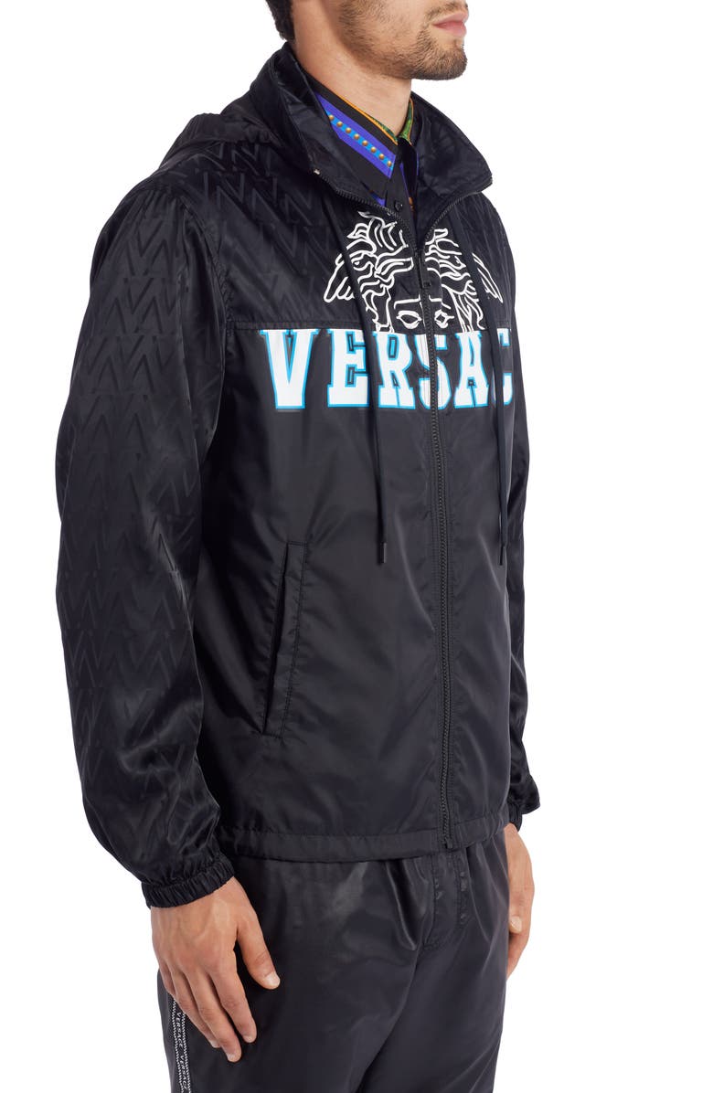 Versace Medusa Hooded Nylon Jacket, Alternate, color, 