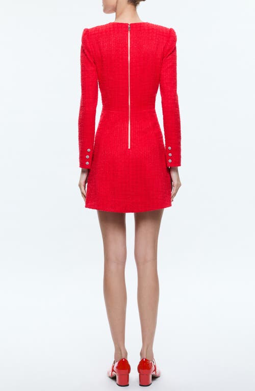 Alice And Olivia Shiloh Long Sleeve Button Front Mini Dress In Bright Ruby