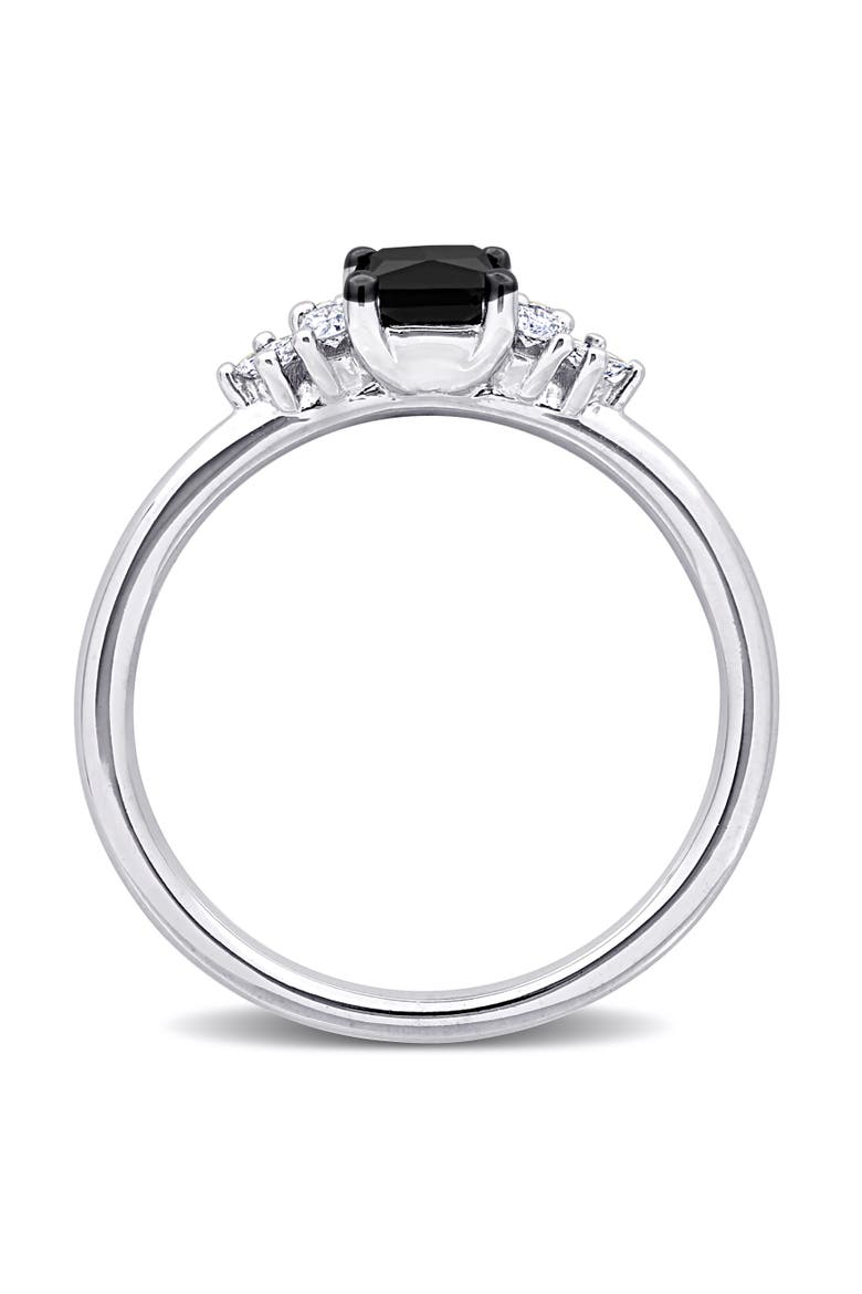 Black & White Diamond Princess-Cut Seven-Stone Ring 14k, Alternate, color, 14k White Gold