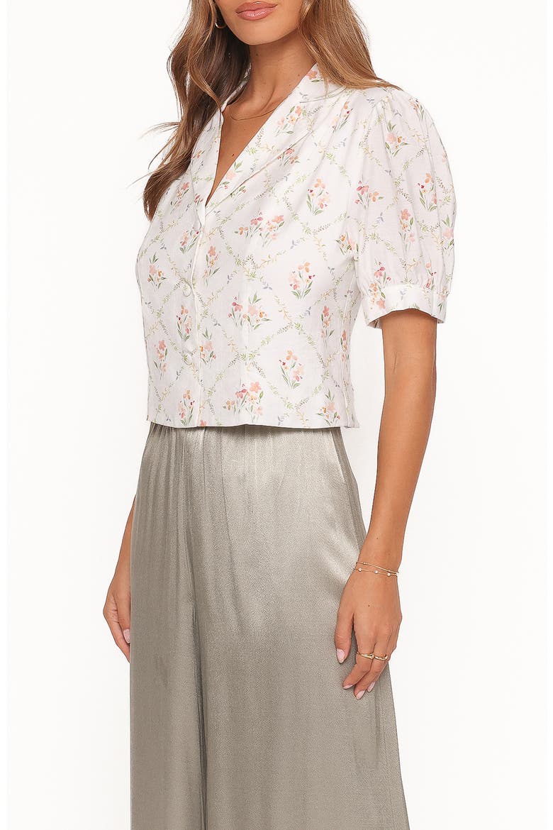 Steele Button Front Top, Alternate, color, WHITE VINTAGE FLORAL
