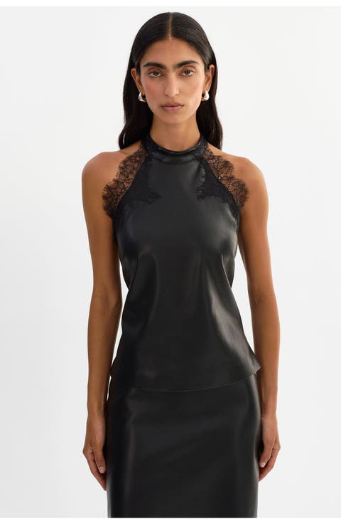 GINNY | Laced Faux Leather Top