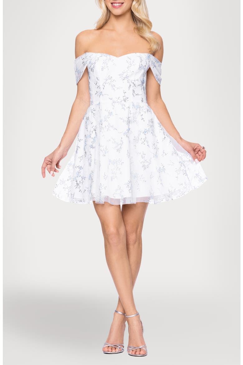 Caviar Party Off the Shoulder Minidress, Main, color, IVORY/ PERI