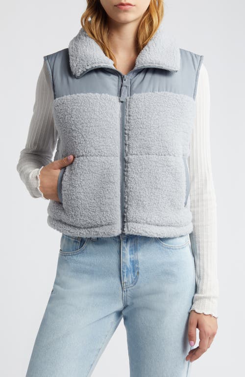 Thread & Supply Fleece Lined Puffer Vest In Dusty Blue Combo