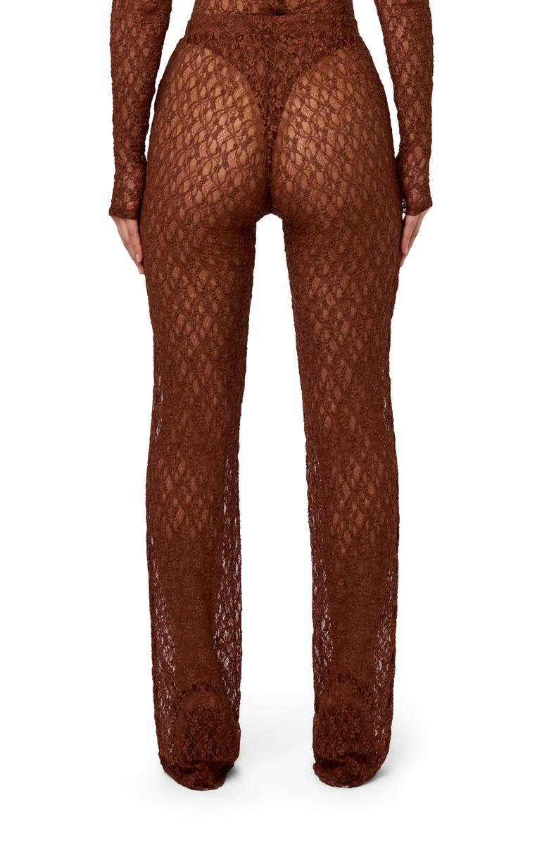 Naked Wardrobe Lace Straight Leg Pants, Alternate, color, Brown Sugar