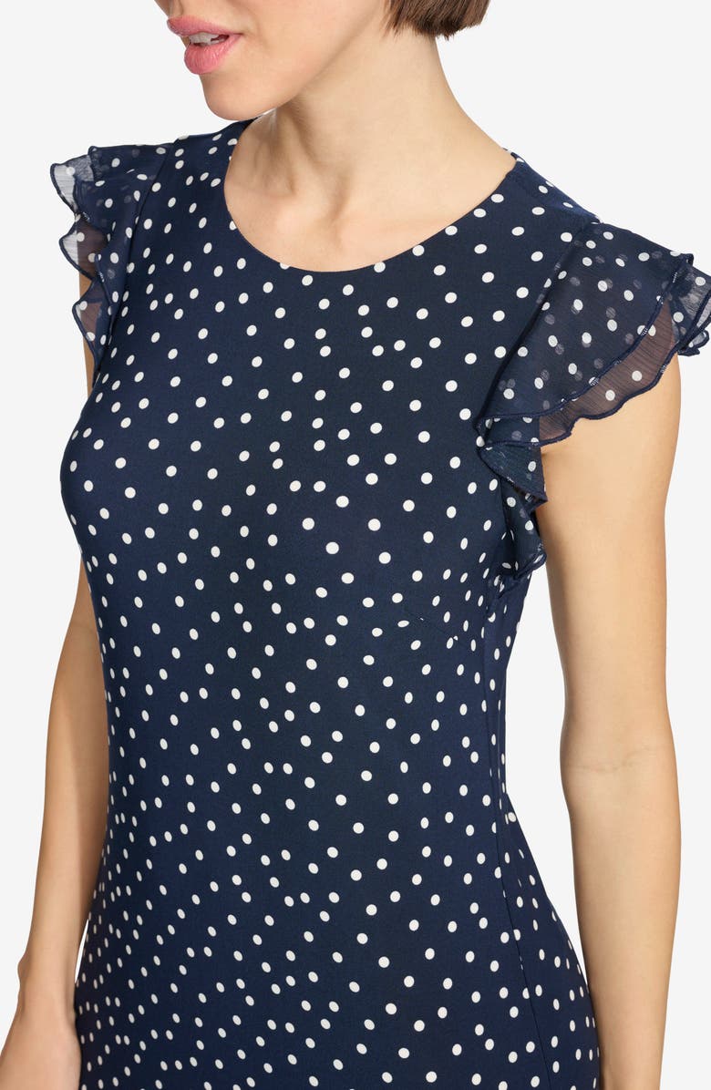 Tommy Hilfiger Chiffon Flutter Sleeve Dress, Alternate, color, Sky Captain/ Ivory