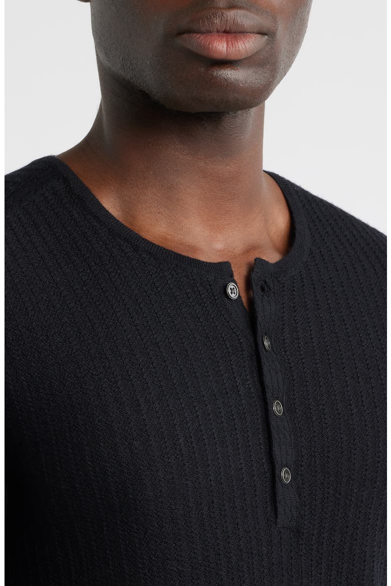 Albano Regular Fit Merino Wool & Silk Rib Henley, Alternate, color, BLACK