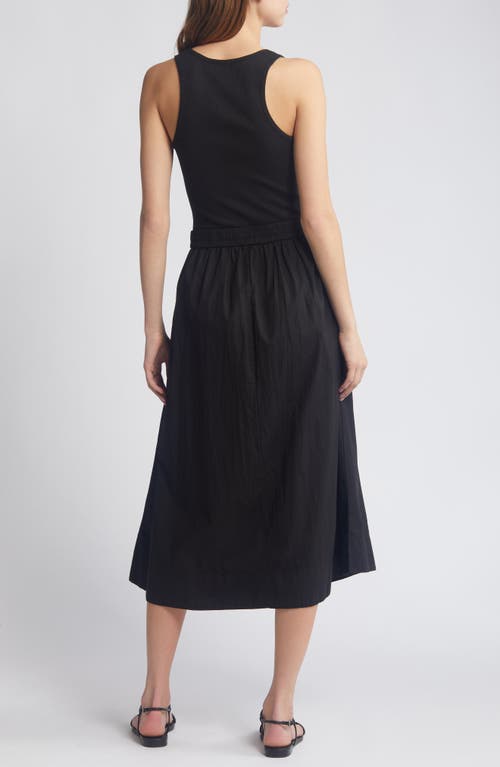 Shop Nation Ltd Sadelle Stretch Cotton Midi Dress In Jet Black