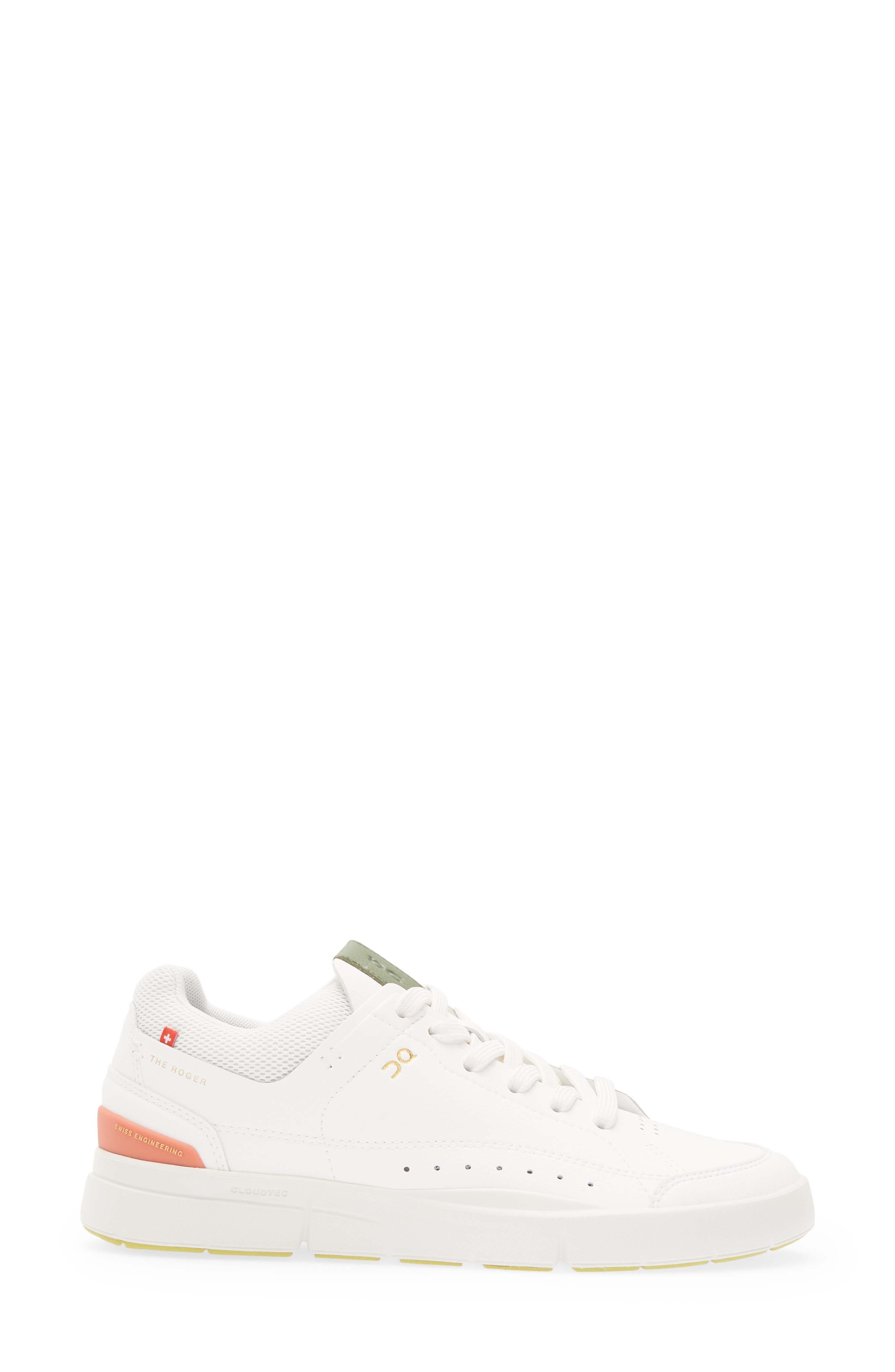 THE ROGER Centre Court Tennis Sneaker, Alternate, color, WHITE/ CORAL