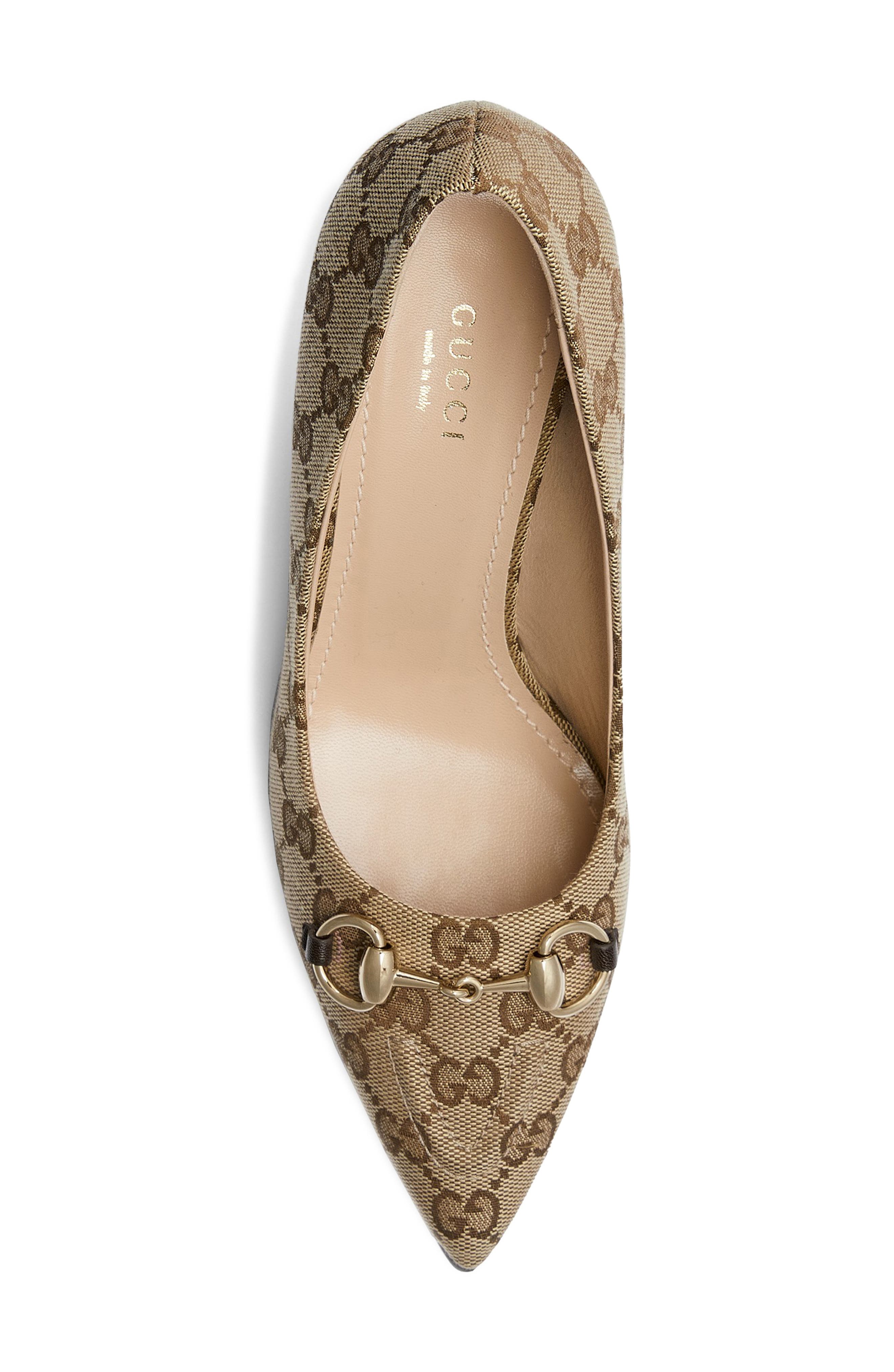 Gucci Erin Horsebit GG Canvas Pump, Alternate, color, Beige
