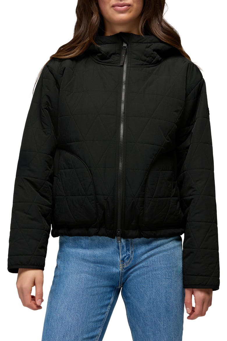 Encinitas Quilted Bomber Jacket, Main, color, BLACK