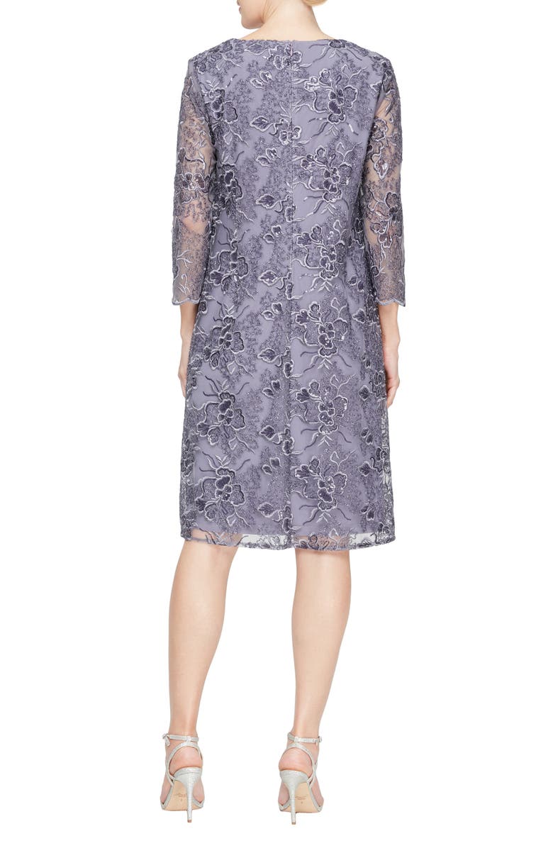 Alex Evenings Embroidered Shift Dress, Alternate, color, Lilac