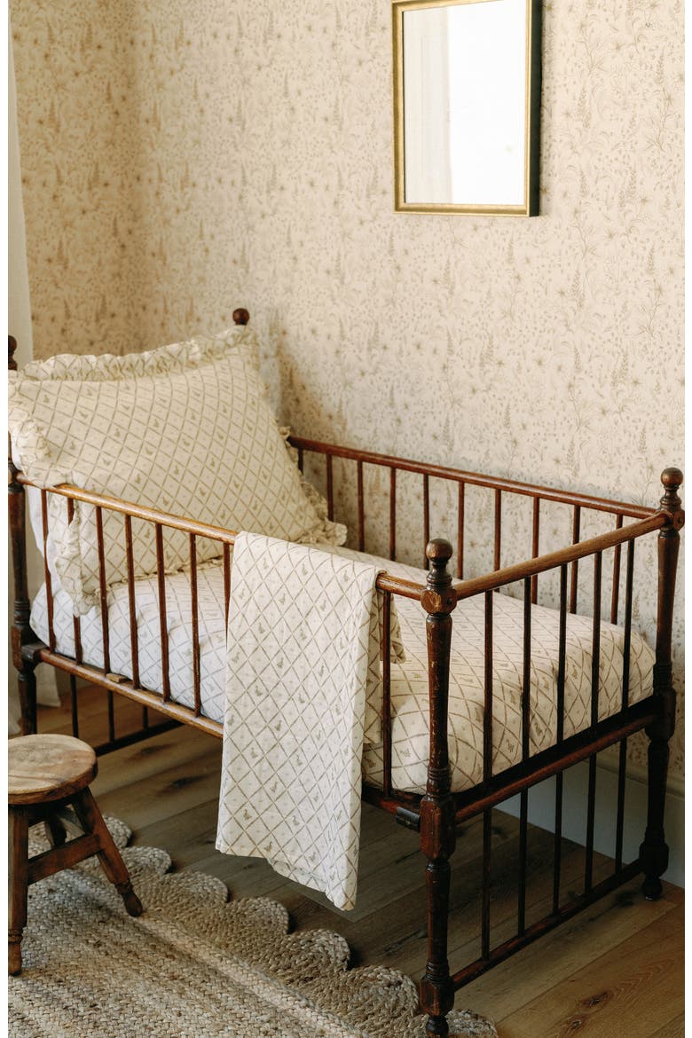 Print Organic Cotton Crib Sheet, Alternate, color, EGGSHELL