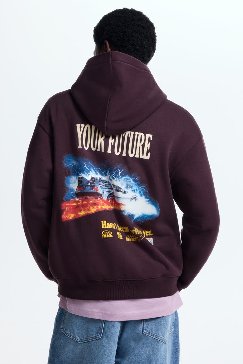 Loose Fit Hoodie, Alternate, color, Burgundy/California