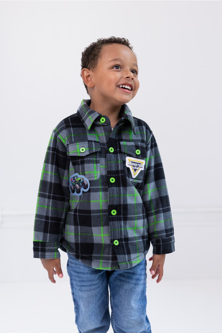 Grave Digger Button Front Shacket, Alternate, color, Grave Digger Green