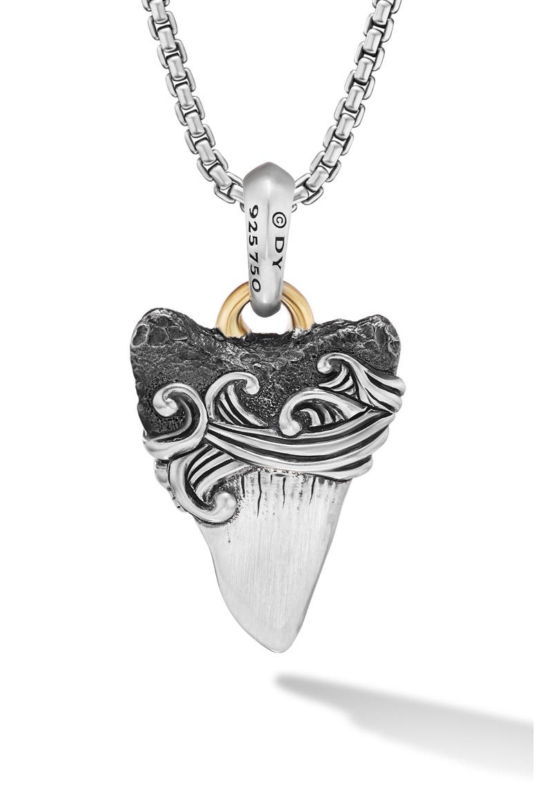 Waves Shark Tooth Enhancer in Sterling Silver, 25mm, Alternate, color, STERLING SILVER/ YELLOW GOLD
