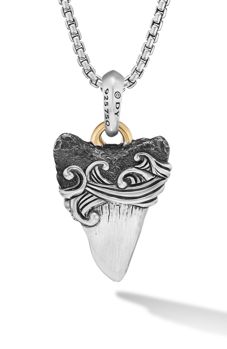 David Yurman Waves Shark Tooth Enhancer in Sterling Silver, 25mm, Alternate, color, Sterling Silver/ Yellow Gold