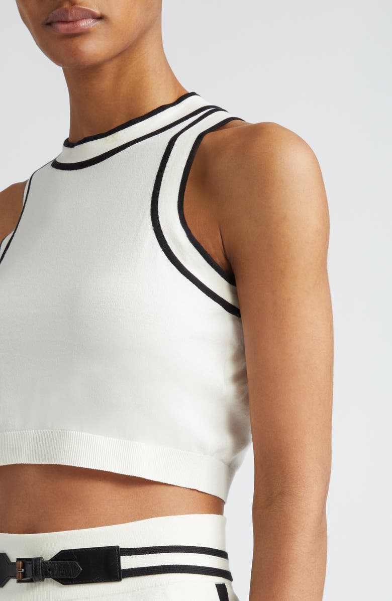 Max Mara Ruggero Contrast Stripe Crop Sweater Tank, Alternate, color, 