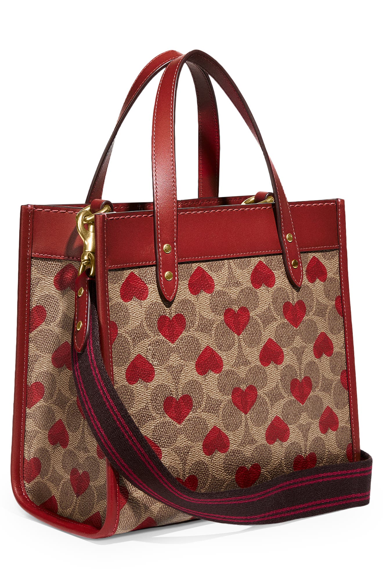COACH Signature Coated Canvas & Hearts Field Tote, Alternate, color, 