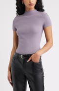 Open Edit Rib Knit Mock Neck Sweater