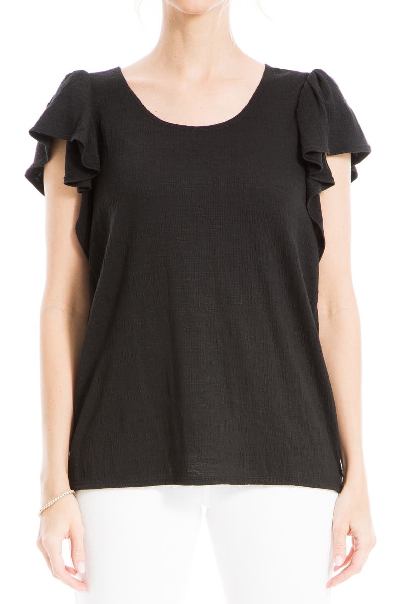 MAX STUDIO Flutter Sleeve Jersey Crinkle Top, Main, color, 